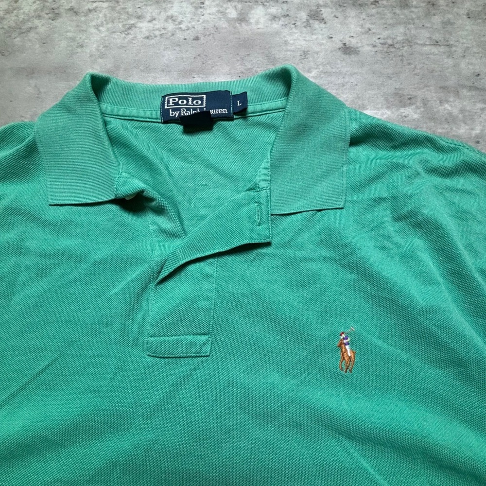 Polo Ralph Lauren Shirt Large Green Short Sleeve Pique Pony Logo Polo